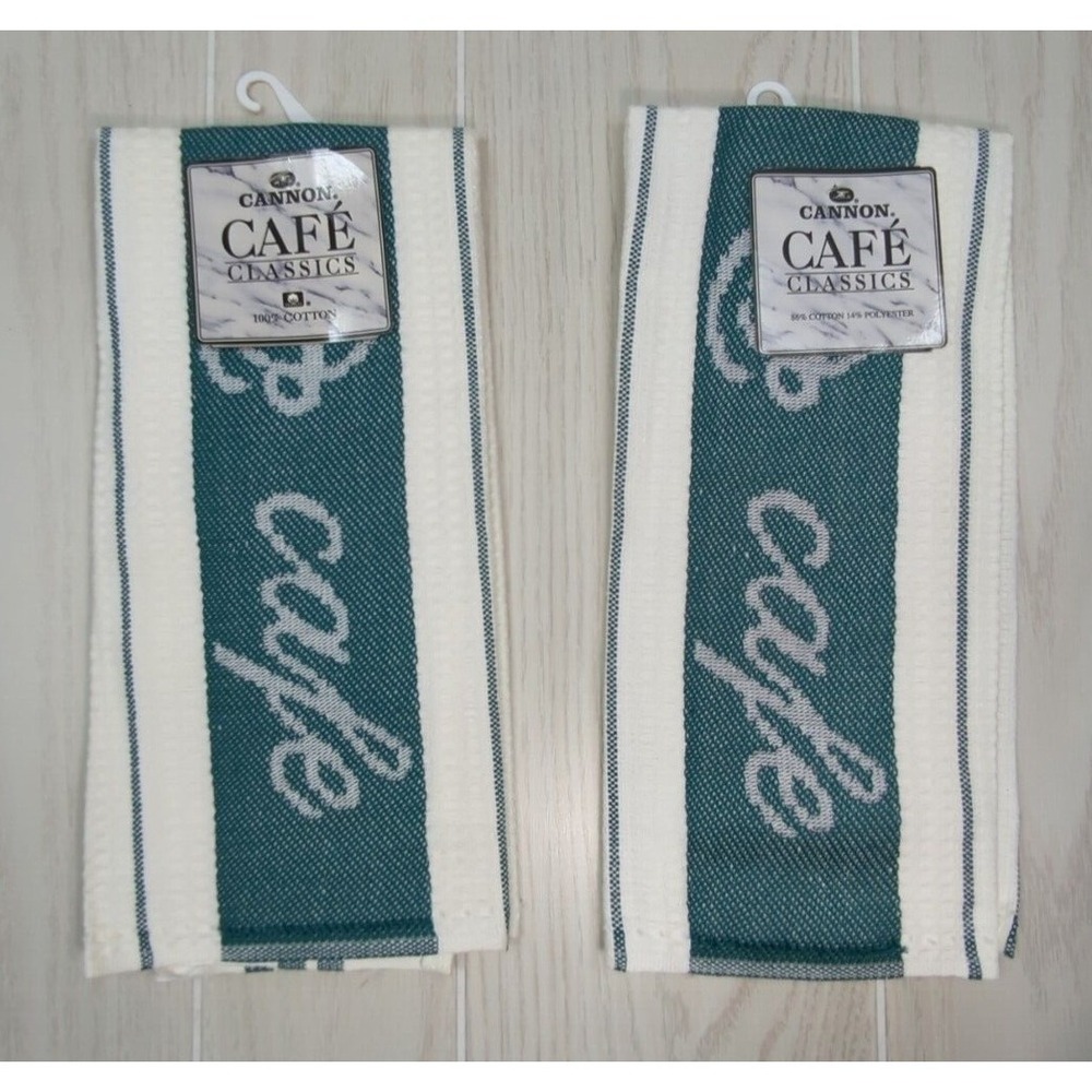 Cannon cafe Classics vintage kitchen hand towels green cofffe mug thermal edge